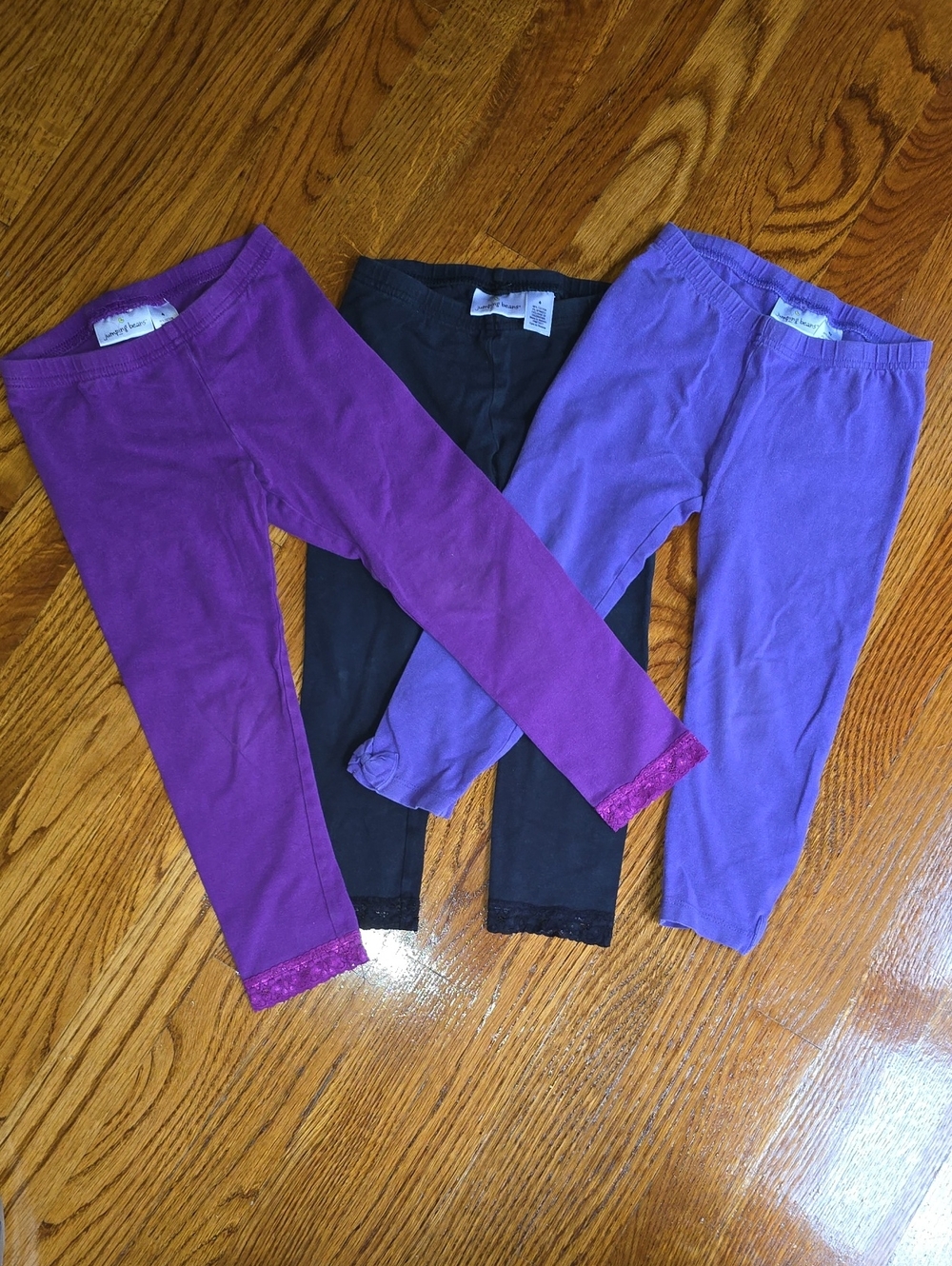 jumping beans Purple, Dark Purple & Black Girls Leggings 3-Pack Decoratuve Ankle